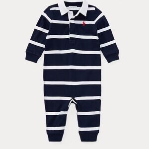 Ralph Lauren 3 months striped cotton jersey rugby coverall one-piece